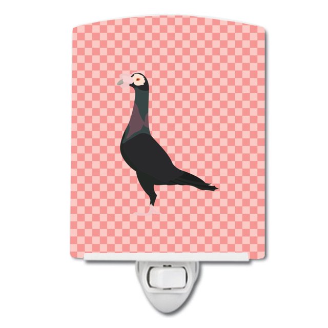 "Treasures English Carrier Pigeon Pink Check Cerámica Night Light, 6x4, Multicolor" Caroline's Treasures BB7945CNL