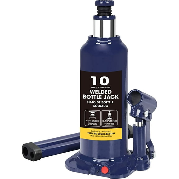 Big Red 10 Ton Welded Hydraulic Car Bottle Jack for Auto Repair, Blue, W910U