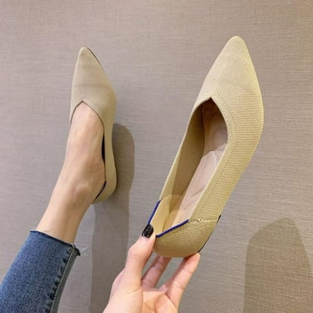 

2020 Woman Knit Pointed Shoes Women s Flat Shoes Ballet Shoes Moccasin Mixed Color Shoes Soft Pregnant Shoes Zapatos De Mujer