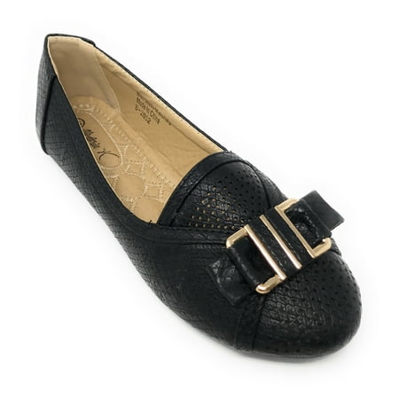 

Victoria K Women s Dot Cut Out Front With Embossed Bow Ballerina Flats