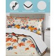 thumbnail image 3 of Quilt King Size Bedding Set, Thanksgiving Reversible Summer Quilt 3 Pieces, Boho Fall Squirrel Pumpkin Maple Stripe Lightweight Bedspreads Coverlets with 2 Pillow Shams for All Seasons, 3 of 5
