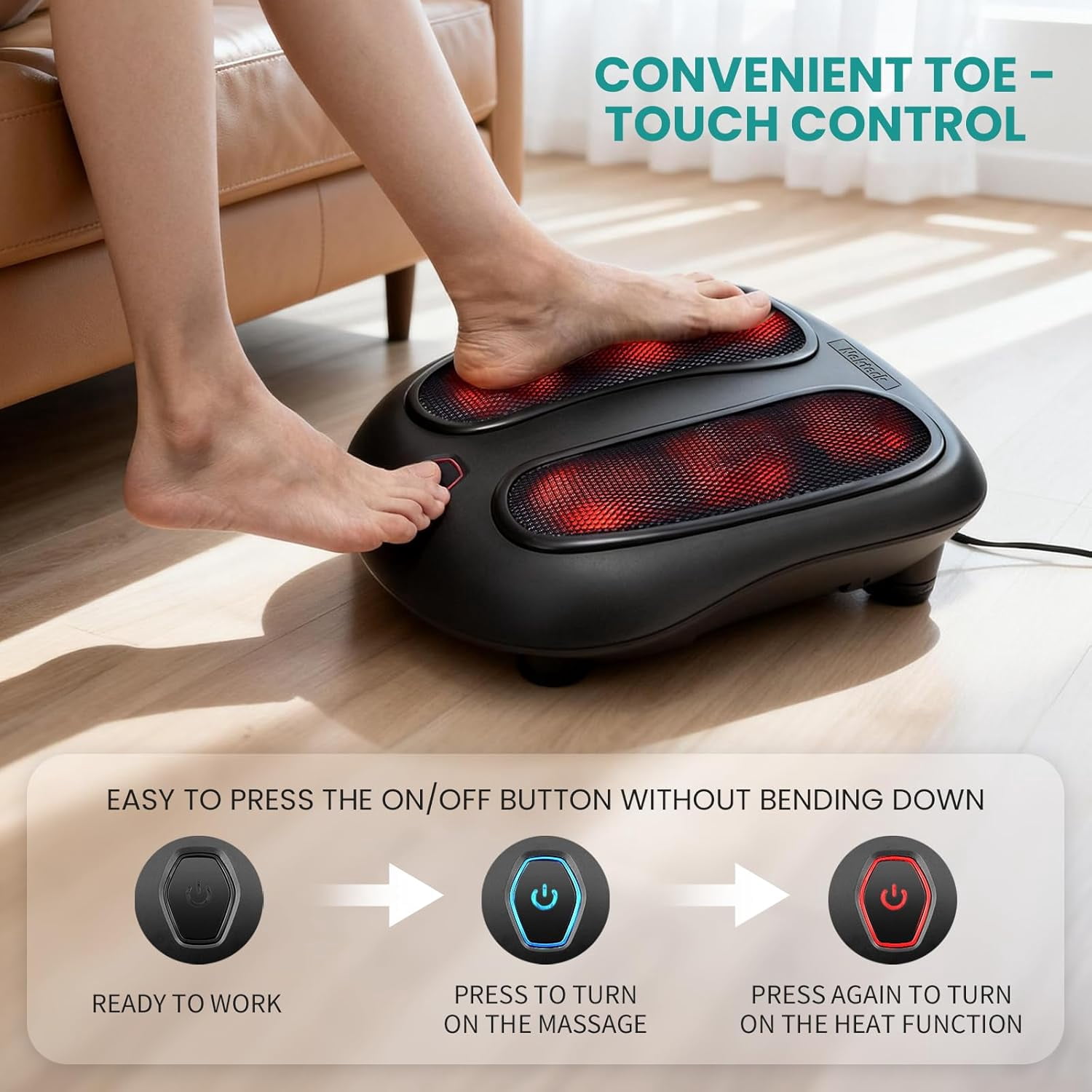 Foot Massager with Heat and Shiatsu Kneading for Pain Relief and Circulation