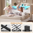 thumbnail image 2 of Mabor Farmhouse Queen Bed Frame with Bookcase Headboard & 6 Drawers, Rustic Wooden Bed Frame Queen Size with Charging Station and LED Lights, Bed with Metal Slats Support,No Box Spring Needed,White, 2 of 6