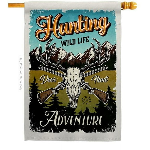 Breeze Decor  Wild Life Adventure Sports Hunting 28 x 40 in. Double-Sided Decorative Vertical House Flags for Decoration Banner Garden Yard Gift
