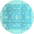 thumbnail image 1 of Ahgly Company Indoor Round Oriental Light Blue Modern Area Rugs, 4' Round, 1 of 4
