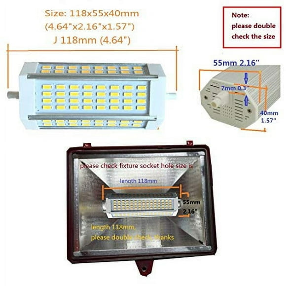 qlee R7S LED J118 118mm Dimmable Bulb 30W Day Light 6000k AC120V 3000LM Double Ended J LED Floodlight for R7S 200W 300w 400w Halogen Replacement (6000k Daylight)