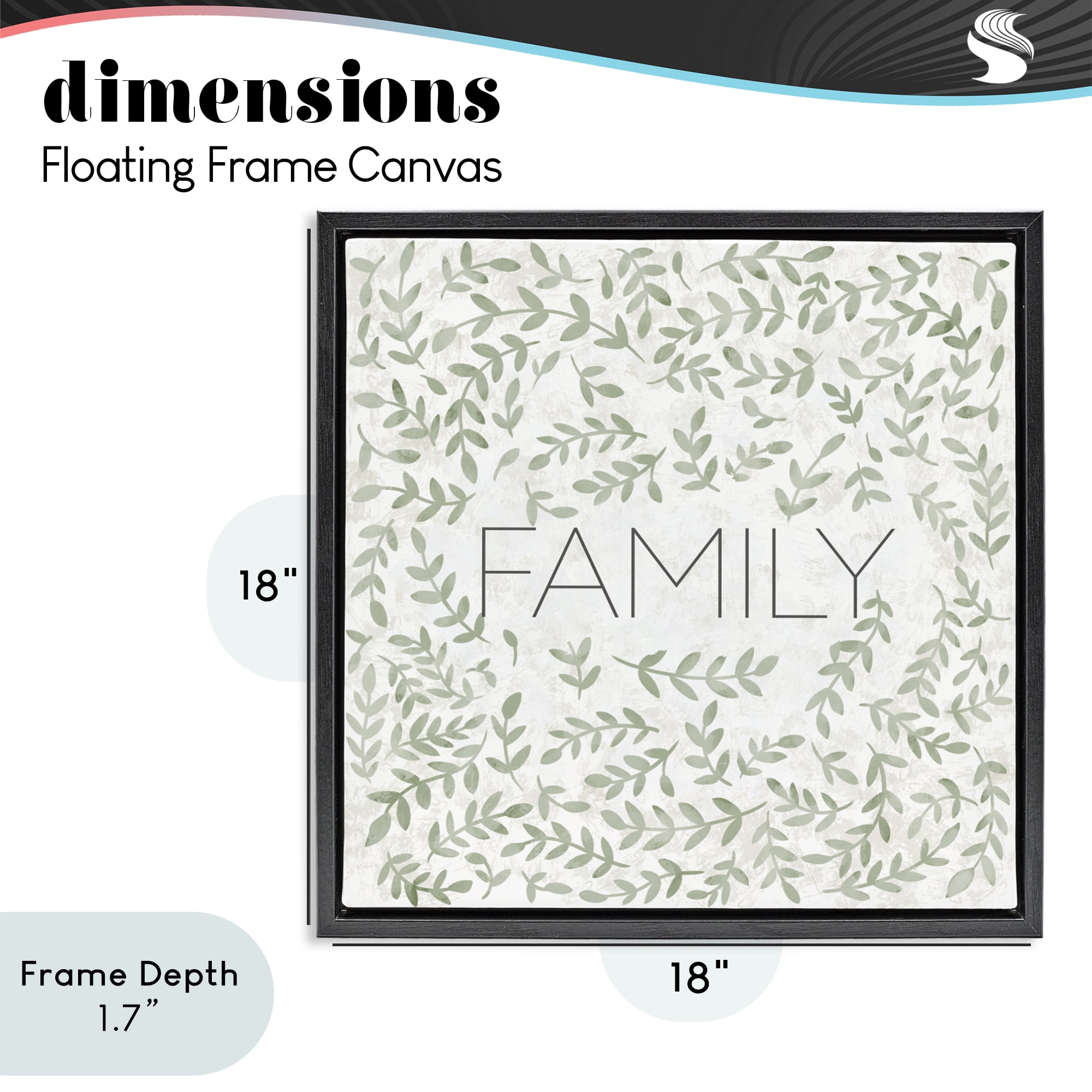 Stupell Industries Curved Ivy Sprigs Family Black Framed Floater Canvas Wall Art, design by SD Graphics Studio