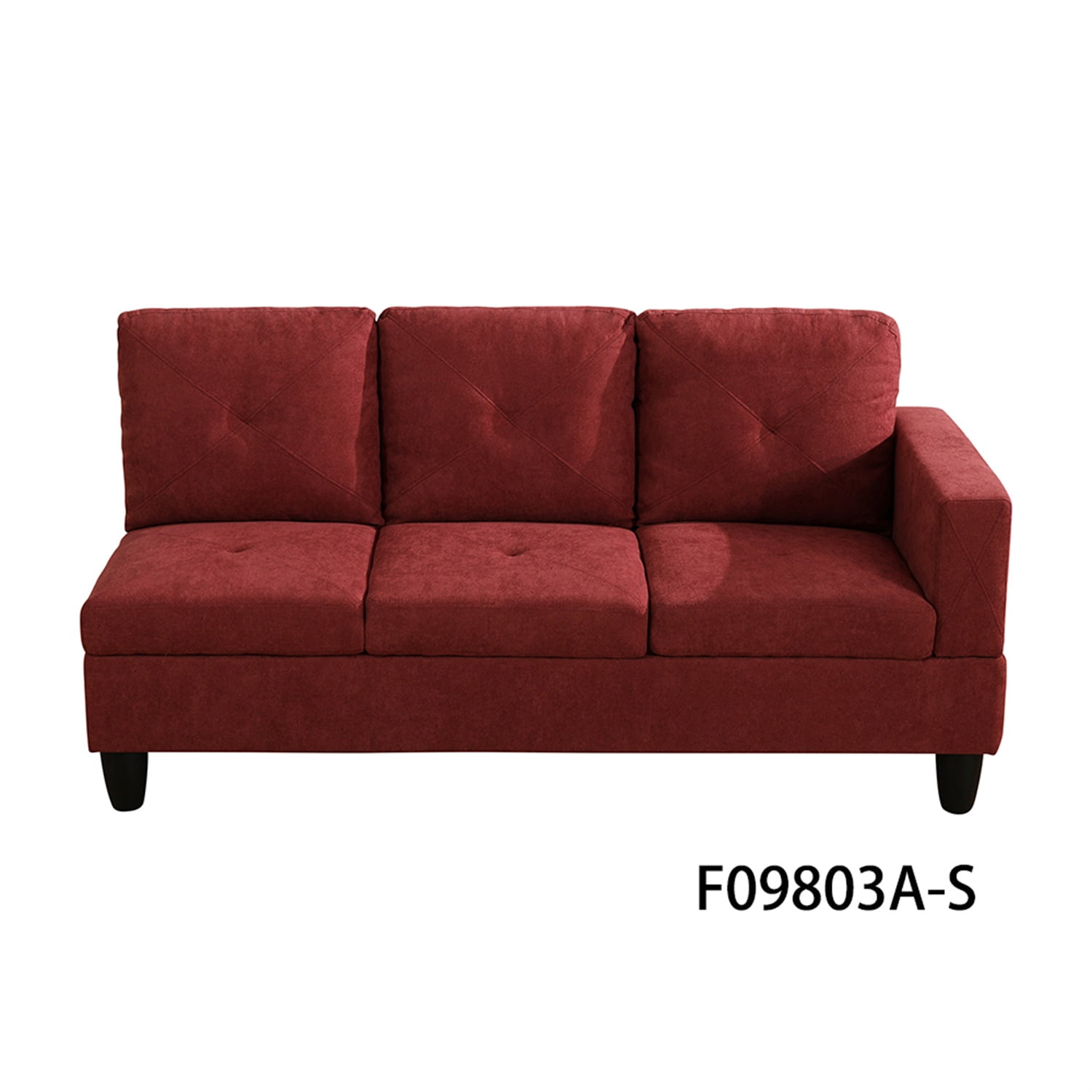 Hommoo Flannelette 4-Seat L-Shape Sectional Couch Sofa, Living Room Furniture Sets, Red(No Ottoman)