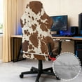 thumbnail image 4 of Xixirimido Cowhide Brown Print Gaming Chair Covers Only, Stretch Computer Chair Cover Breathable Gaming Chair Seat Cover with 2Pcs Armrest Slipcovers, 4 of 8