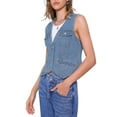 thumbnail image 4 of INSPIRE CHIC Women's Vest Jean V Neck Sleeveless Flap Pockets Denim Button Waistcoat Jacket L Blue, 4 of 6