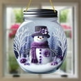 thumbnail image 4 of Meggemo Purple Snowman Round Christmas Ornaments Window Porch Hanging Decor Home Decorative for Doorway Living Room Holiday Season, 4 of 6