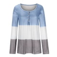 thumbnail image 4 of Timegard Womens Top Notched V-Neck Button Long Sleeve Color Block Tee Shirts Fall Casual Comfy Tops, 4 of 6