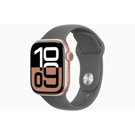 Apple Watch Series 10 GPS + Cellular 46mm Rose Gold Aluminum Case with Plum Sport Loop
