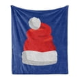 thumbnail image 1 of Christmas Soft Flannel Fleece Blanket, Simplistic Cartoon Graphic of Hat of Santa Claus Noel Theme New Year, Cozy Plush for Indoor and Outdoor Use, 50" x 60", Violet Blue Vermilion, by Ambesonne, 1 of 6