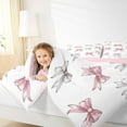 thumbnail image 4 of Manfei Lovely Bowtie Ribbon Bedding Comforter Set,Cute Bow Pattern Twin Comforter Sets,White Silver Pink Bedding Set For Teens,Ultra Soft Home Decor Reversible,2pcs, 4 of 8