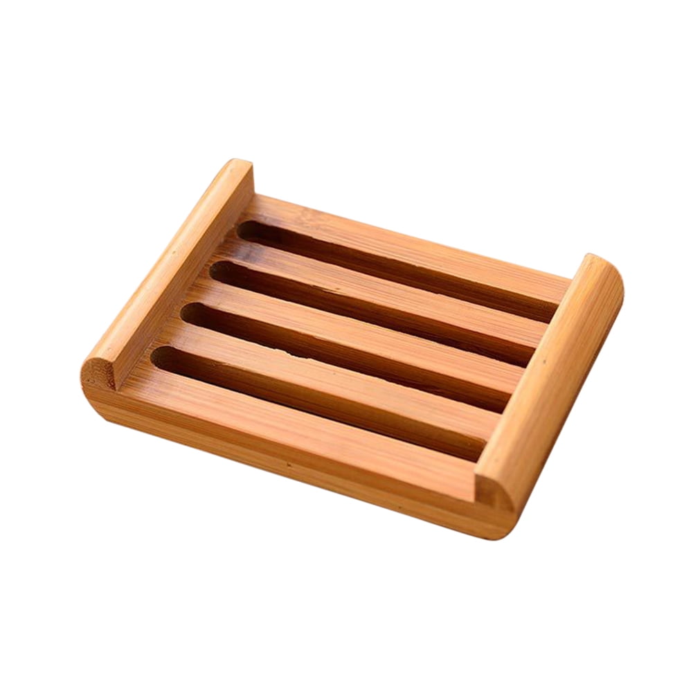 Natural Bamboo Soap Holder Dish Bathroom Shower Plate Stand Storage Wood Tray JH 