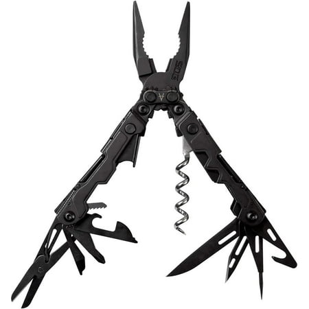 SOG PowerLitre Mini Utility Multi-Tool w/ 19 Lightweight Tools, Compact 5 Inch Long Utility Tool with Knife, Screwdriver, Hex Bit Holder, Black