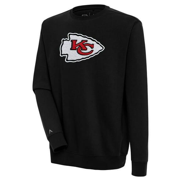 Men's Antigua Black Kansas City Chiefs Victory Crewneck Pullover Sweatshirt