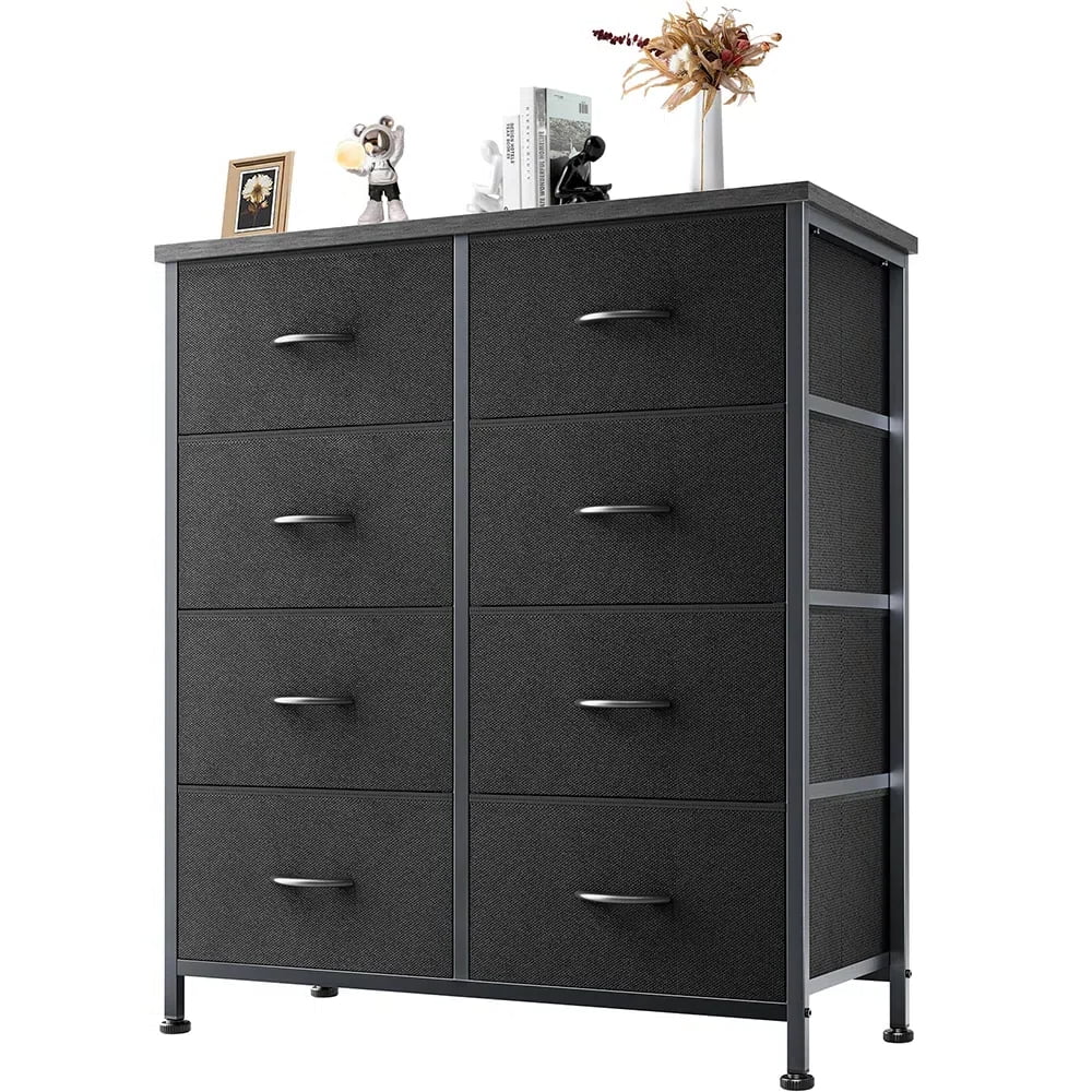 Gianna Chest of Dressers with 8 Fabric Drawers, Drawer Cabinet, Organization Furniture for Kitchen, Office, Hallway, Black-1