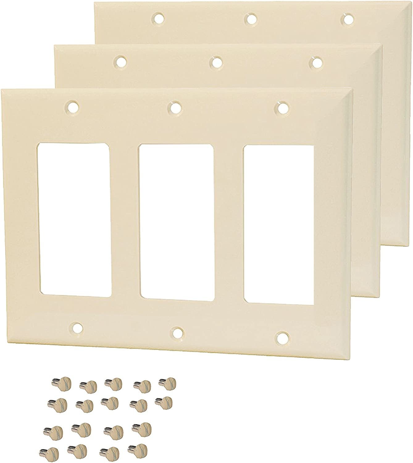 Pack of 3 Wall Plate Outlet Switch Covers by SleekLighting Decorative