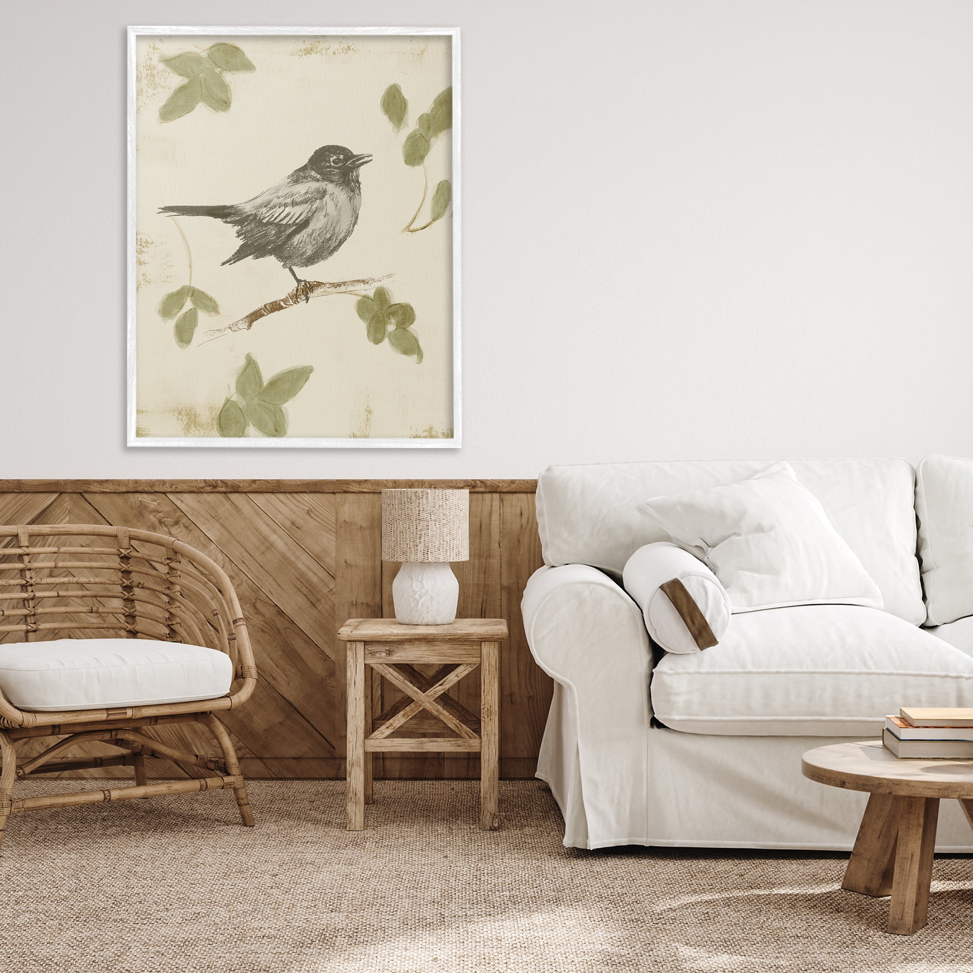 Stupell Industries Bird Scene over Neutral White Framed Giclee Art, design by Lanie Loreth