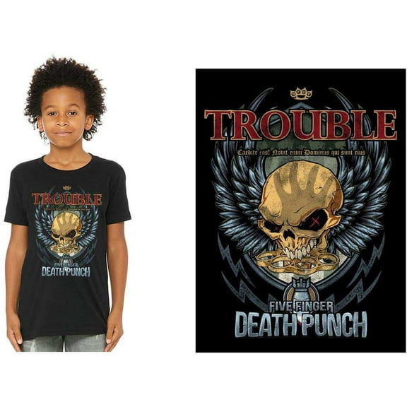 Five Finger Death Punch Kids T-Shirt: Trouble (11-12 Years)