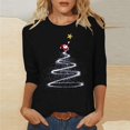 thumbnail image 2 of XIAOCHA Womens T-Shirts Christmas Tree And Santa Print Crew Neck Pullover Tees Shirt Short Sleeves Loose Fit Tees Christmas Holiday Wear, 2 of 5