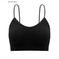 thumbnail image 3 of BadPiggies Women's Padded Bralettes V Neck Cami Bras Seamless Wirefree Bra with Elastic Straps (XL, Black), 3 of 5