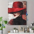 thumbnail image 4 of Red Hat Woman Canvas Painting Wall ArtPerfect for Living RoomOfficeBathroomDining Room Decoration., 4 of 8