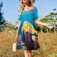 thumbnail image 4 of Lindo vestido de fiesta de manga corta con escote halter, vestidos de mujer, 4 of 7