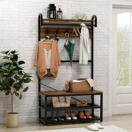 Tribesigns Vintage 4 In 1 Hall Tree With Storage Bench 3 Tier