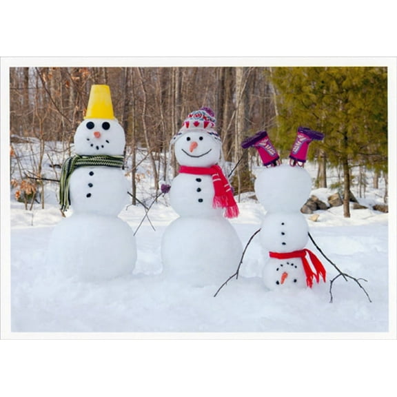 Palm Press Three Snowmen : Upside Down Snowman Cute Box of 10 Christmas Cards