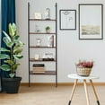 thumbnail image 3 of Gymax 2PCS 5-Tier Ladder Shelf Wood Wall Mounted Display Bookshelf Metal Frame Black & Brown, 3 of 10