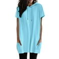 thumbnail image 1 of 2025 Femmes Été Décontracté T-Shirt de Compression pour Femmes Manches Courtes Couleur Unie Col Roulé Simulé Femmes Manches Longues à Capuche Long Double Poche Chandail de Course pour Femmes T-Shirt, 1 of 7
