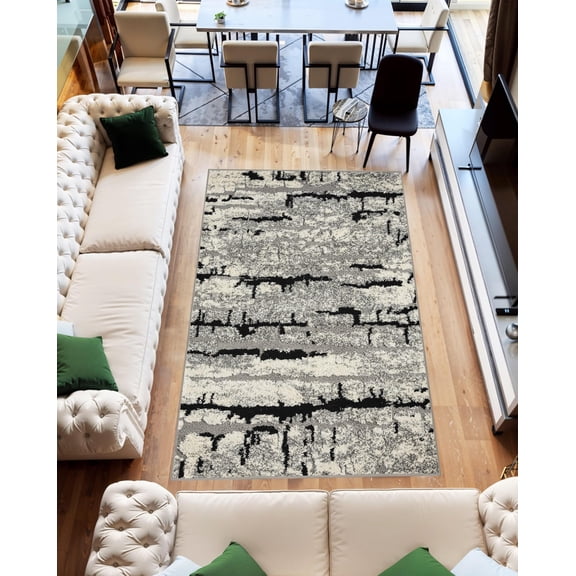 Modern Shaggy Rug Abstract Geometric Rug Indoor for Living Room Bedroom Design 1527 (5x8 (5'2"x7'5"),Grey)