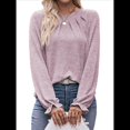 thumbnail image 3 of Camisas de Larga para Mujer, Moda Otoño 2025, Blusas Elegantes e Informales, Blusas Tipo Túnica Plisadas con Cuello Redondo. Púrpura L, 3 of 10