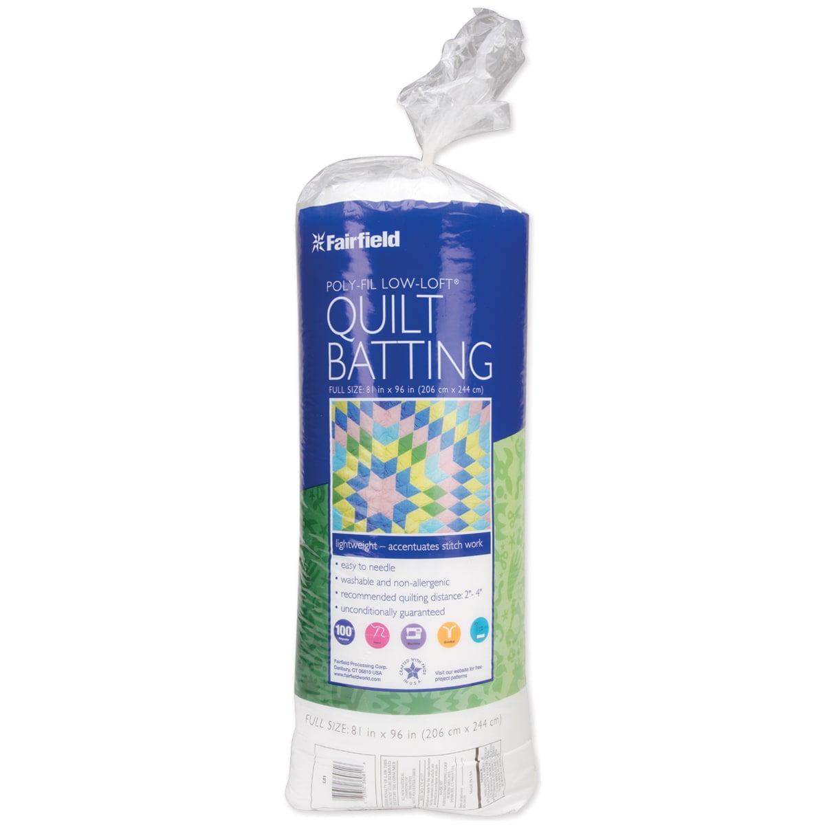 Poly-Fil® Low-Loft® 100% Polyester Batting by Fairfield™, 81" x 96" Precut