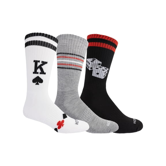 HOTSOX® Men's Crew Lucky Vegas Design Socks, 3-pack