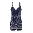 thumbnail image 2 of ZAITUBLES Women Casual Shorts Jumpsuits Summer Sleeveless Romper Adjustable Spaghetti Strap Loose Playsuit with Front Pockets, Soft Travel Lounge Wear, Navy Ethnic Geometric Print, Size M, 2 of 6