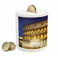 thumbnail image 2 of the Colosseum Piggy Bank, Historic Imperial Roman Architecture European Culture, Ceramic Coin Bank Money Box for Cash Saving, 3.6" X 3.2", Royal Blue Yellow Brown, by Ambesonne, 2 of 4