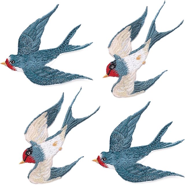 CHAO 4 Piezas Apliques Cosidos Parches De Tela Bordados De Pájaro Parche Termoadhesivo De Animales Parches Termoadhesivos Bordados De Animales De Pájaro Para Ropa Diy Jeans Camisetas Ja