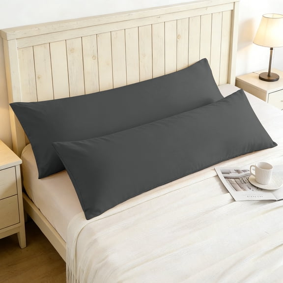Lorviah 2 Pack Microfiber Body Pillowcase - Ultra Soft Breathable 20"x54" Cover with Envelope Closure - Dark Gray