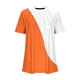 thumbnail image 4 of Jewelreauty Women Casual Summer T-Shirts Short Sleeve Crewneck Tunic Pleated Tops Loose Striped Blouses (M, Orange), 4 of 4