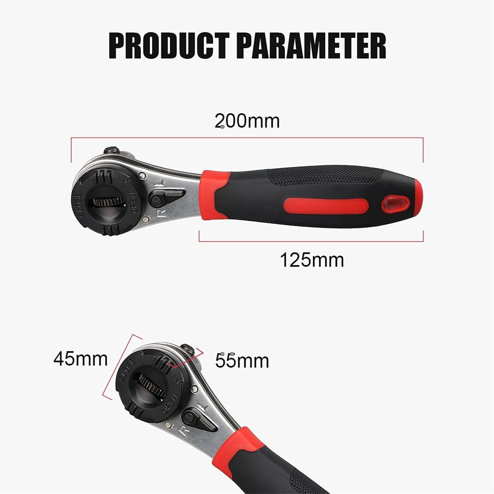 Ghopy Adjustable Ratchet Wrench - Fits 6-22mm Screws, Universal Socket Wrench With Non-Slip Handle, Compact Hand Tool For Cars, Bikes & DIY