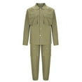 thumbnail image 5 of Zylanna Men's Tracksuit Outfit Sets, 2 Piece Long Sleeve Turndown Collar Elastic Waist Cardigan + Pants Sets for Men Army Green, 5 of 5