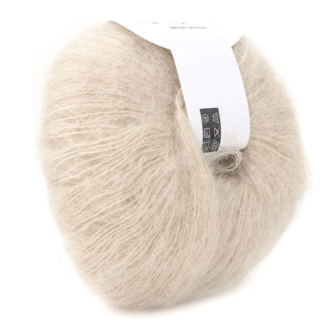 Hilo de Lana Largo de Angora, Hilo de Mohair de Angora Suave Cómodo con Varios Colores para Tejer para Ganchillo de Bricolaje para Chal(17 beige)