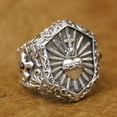 thumbnail image 3 of 925 Sterling Silver Thorn Heart Cross Sword Punk Ring TA460 US Size 12, 3 of 16
