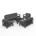 thumbnail image 4 of 5-Piece Patio Furniture Set Outdoor Metal Conversation Set with Cushions, Black, 4 of 10