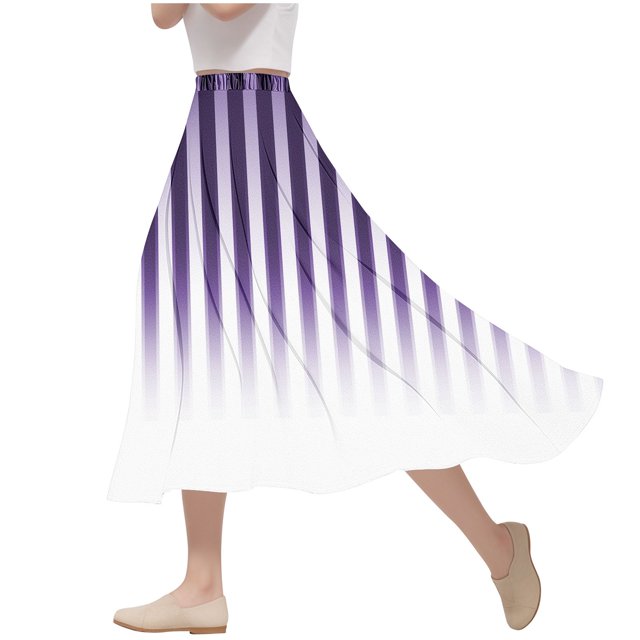 ameIAEA Women A-Line High Waist Midi Skirt Color Block Ruffle Flowy Skirts 2024 Fall Trendy Skirt