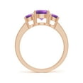 thumbnail image 2 of ANGARA Natural Three Stone Round 1.15 ct Amethyst Ring with Diamond Accents in 14K Rose Gold for Women (Size-7mm) | February Birthstone, Anniversary, Jewelry Gift for Women | Natural Amethyst Ring, 2 of 9